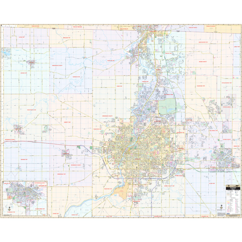 Rockford IL Wall Map By Kappa The Map Shop   KA C IL ROCKFORD 800x800 