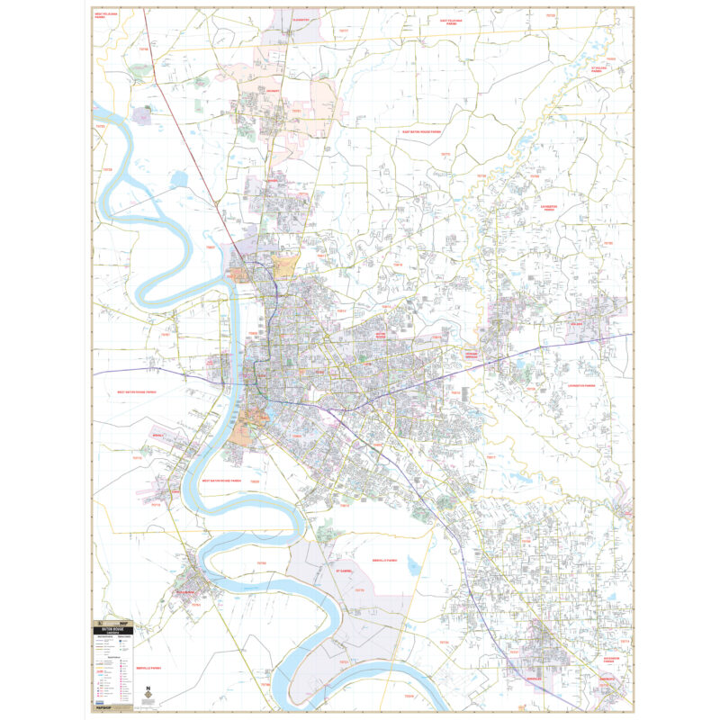 Baton Rouge, LA Wall Map by Kappa - The Map Shop