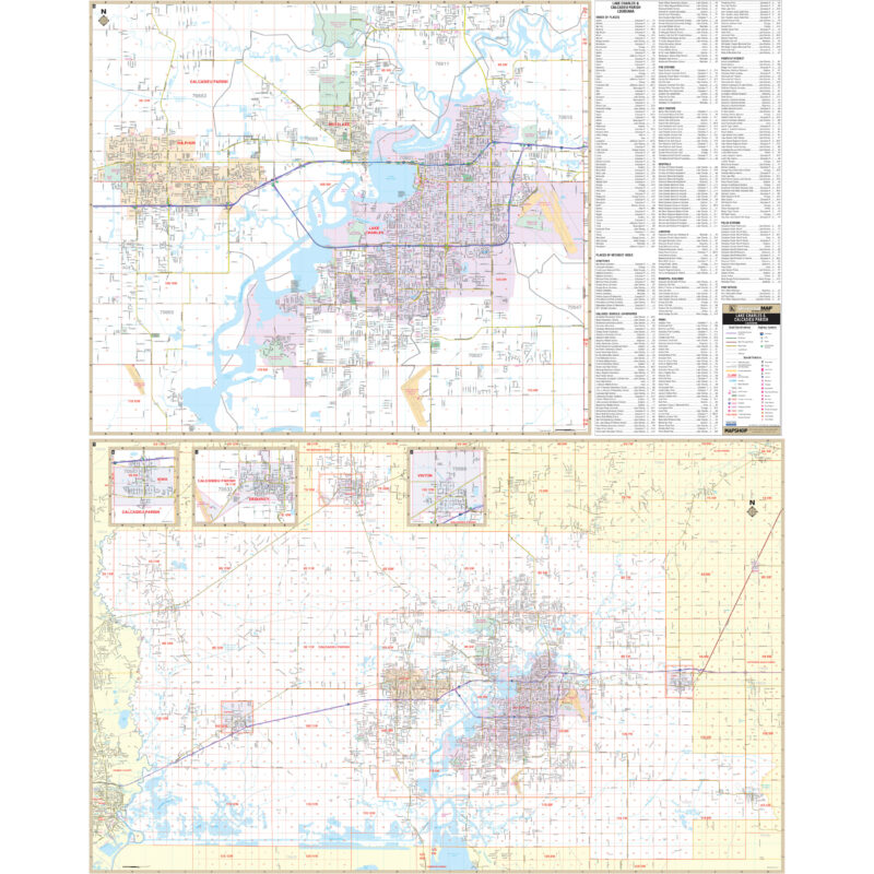 Lake Charles Calcasieu Parish LA Wall Map By Kappa The Map Shop   KA C LA LAKECHARLES 800x800 