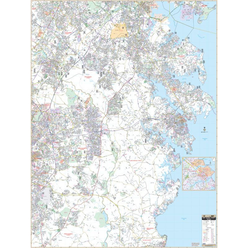 Anne Arundel County, Maryland Wall Map by Kappa - The Map Shop