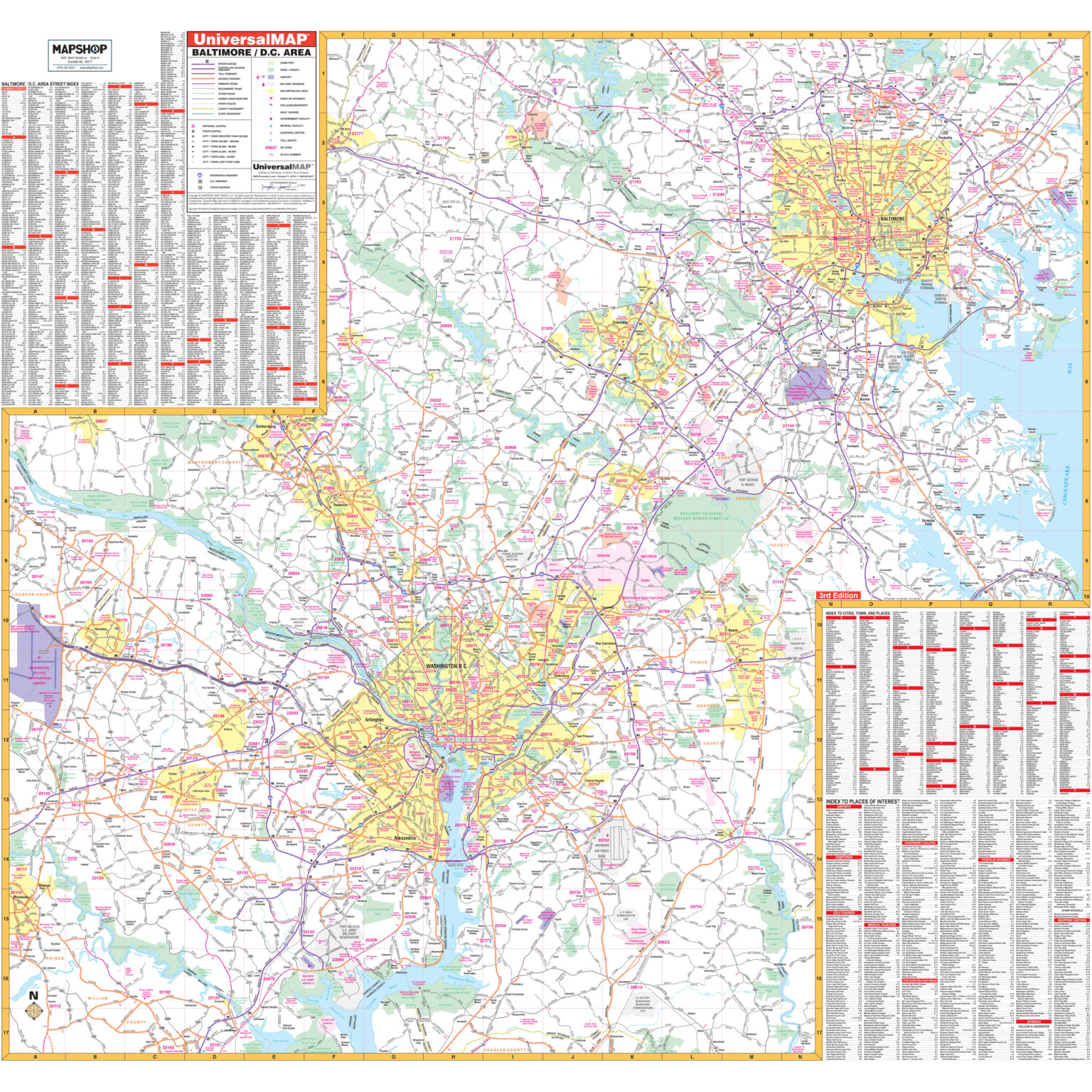 Baltimore, Maryland & Washington, Dc Area Wall Map By Kappa - The Map Shop