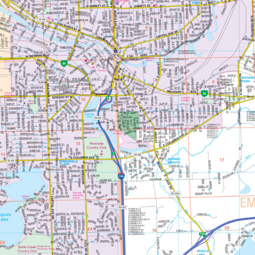 Battle Creek & Calhoun County, MI. Wall Map by Kappa - Image 2