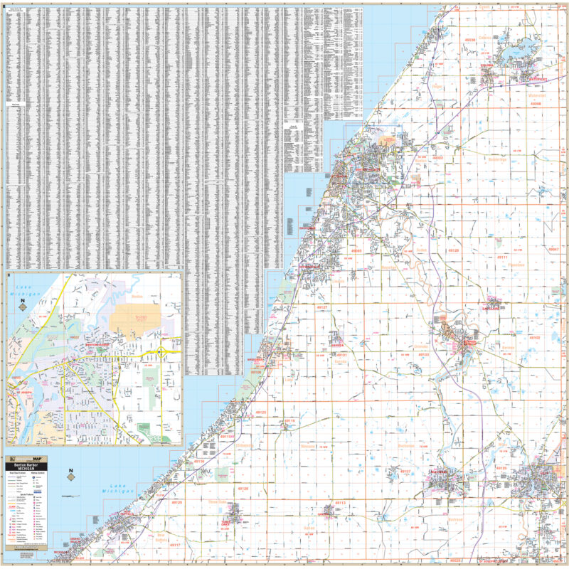 Benton Harbor & Berrien County, MI Wall Map by Kappa - The Map Shop