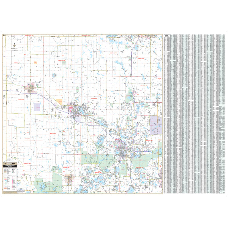 Livingston County, MI Wall Map by Kappa - The Map Shop