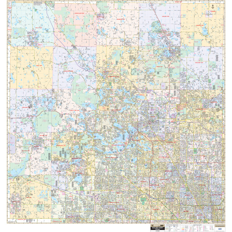Oakland County, MI Wall Map by Kappa - The Map Shop