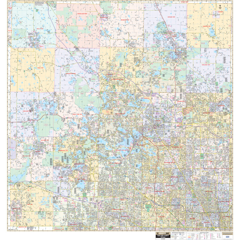 Oakland County MI Wall Map By Kappa The Map Shop   KA C MI OAKLAND 800x800 