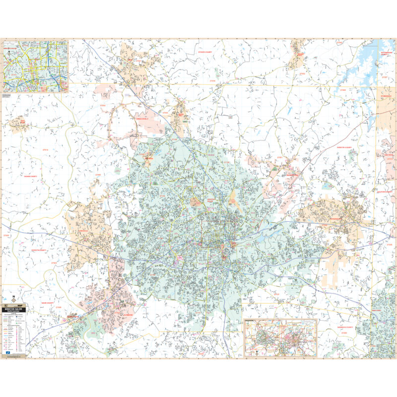 Winston-Salem & Forsyth County, NC Wall Map by Kappa - The Map Shop