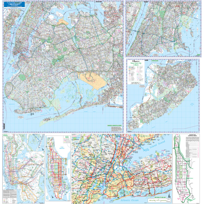 New York City, NY 5 Boroughs Wall Map by Kappa - The Map Shop