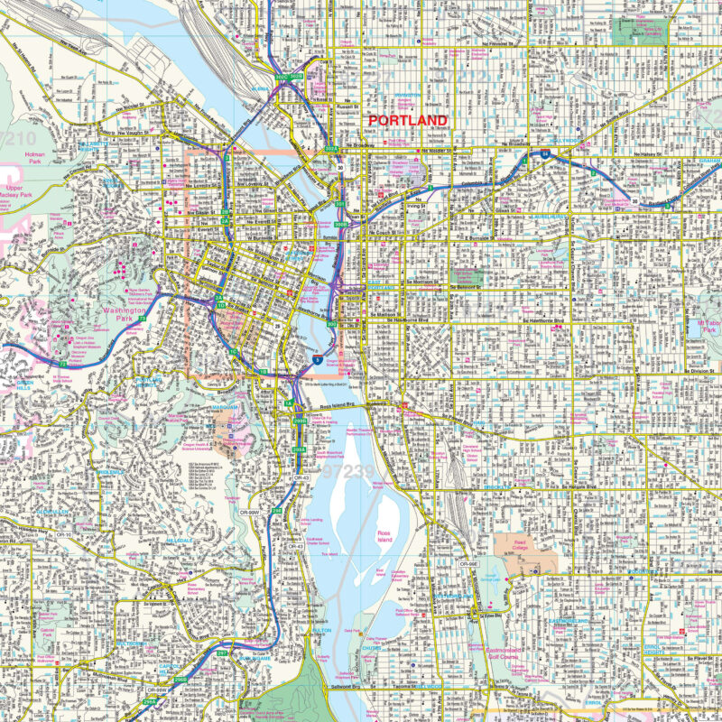 Portland, OR Wall Map by Kappa - The Map Shop