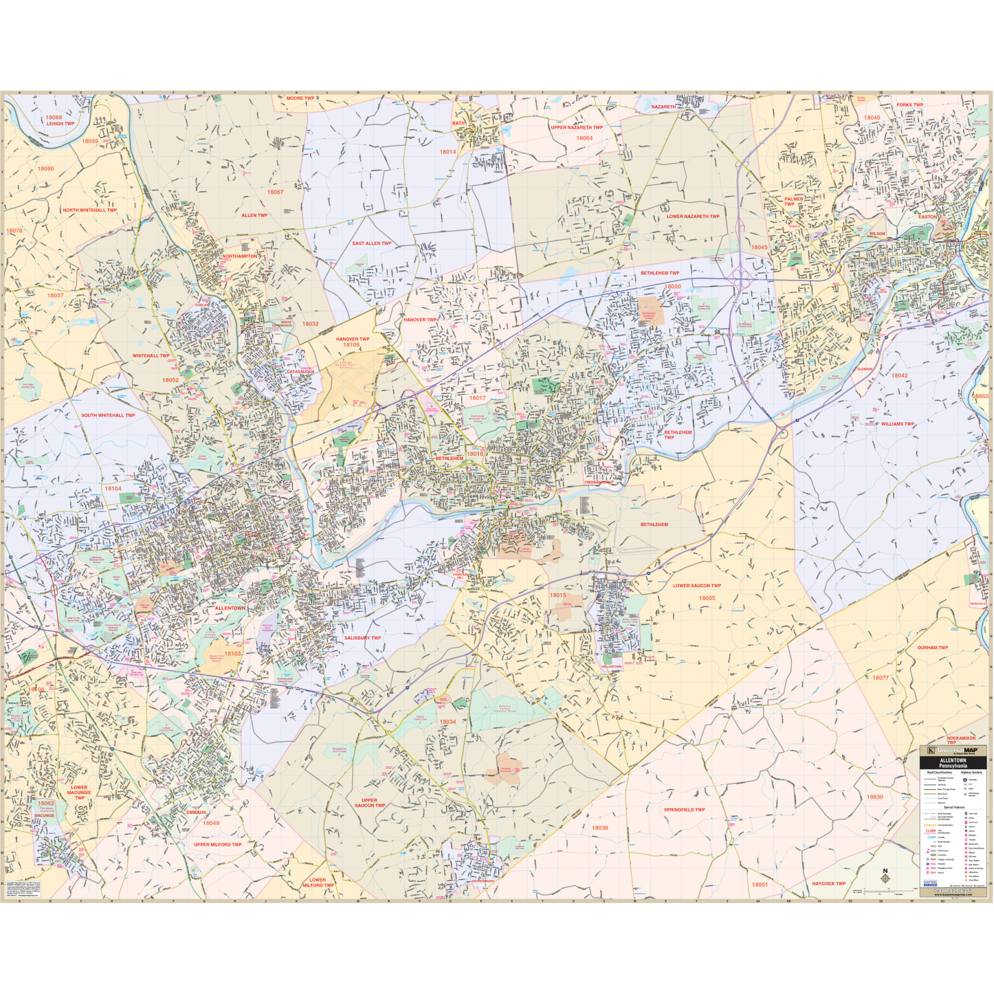 Allentown PA Wall Map By Kappa The Map Shop   KA C PA ALLENTOWN 2048x2048 