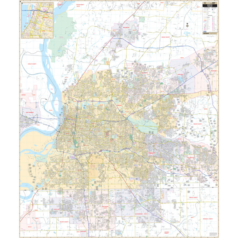 Memphis & Shelby County, TN Wall Map by Kappa - The Map Shop