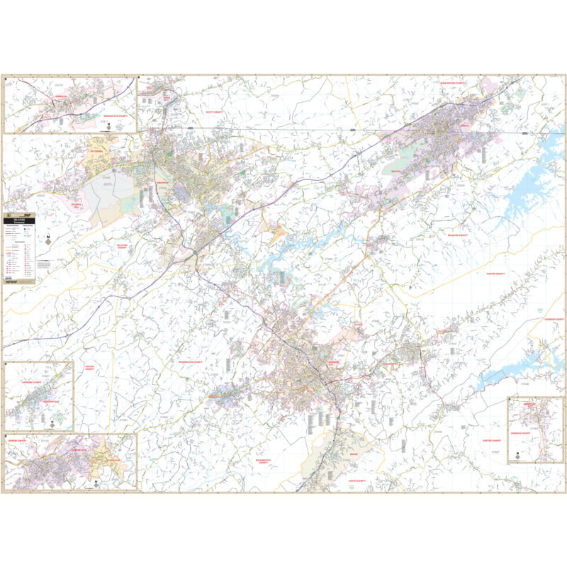 TriCities, TN Wall Map by Kappa The Map Shop