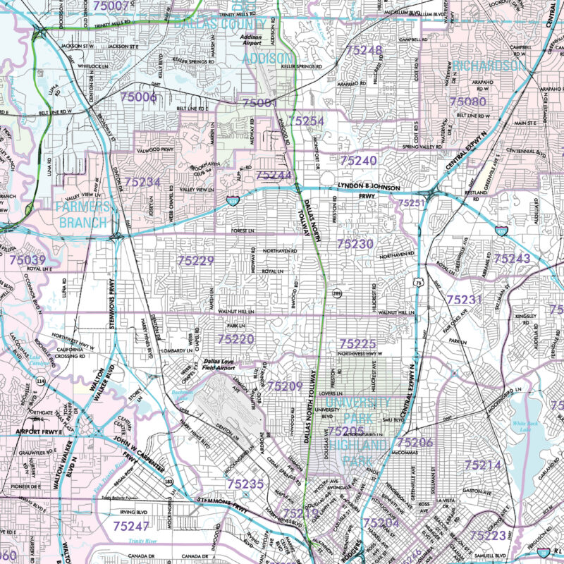 Dallas-Fort Worth, TX Major Thoroughfares Wall Map by Kappa - The Map Shop