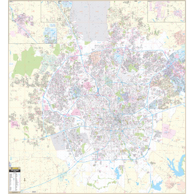 San Antonio, TX Wall Map by Kappa - The Map Shop