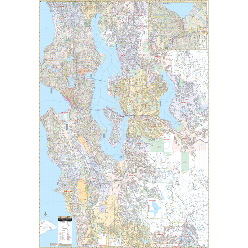 Seattle, WA Wall Map by Kappa - The Map Shop