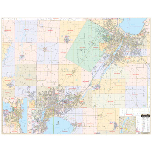 Green Bay & Appleton Fox Cities, WI Wall Map by Kappa