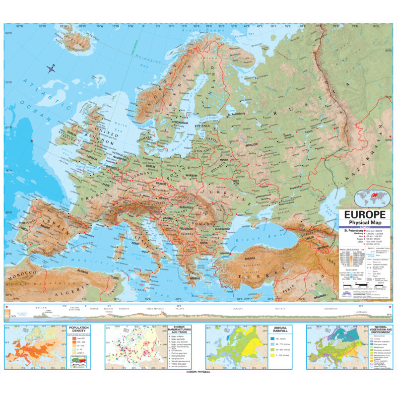 Europe Advanced Physical Wall Map by Kappa - The Map Shop