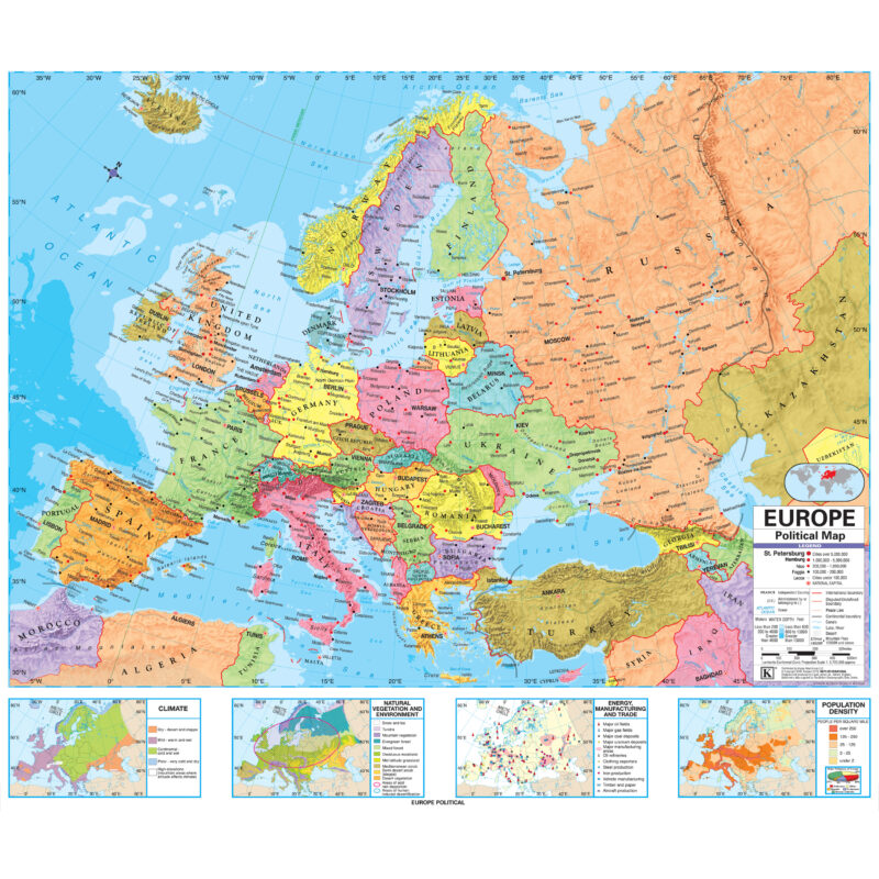 Europe Advanced Political Wall Map by Kappa - The Map Shop