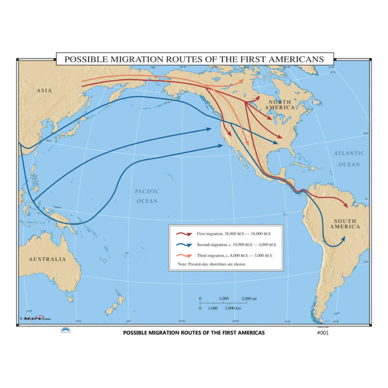 #001 Possible Migration Routes of the First Americans - The Map Shop