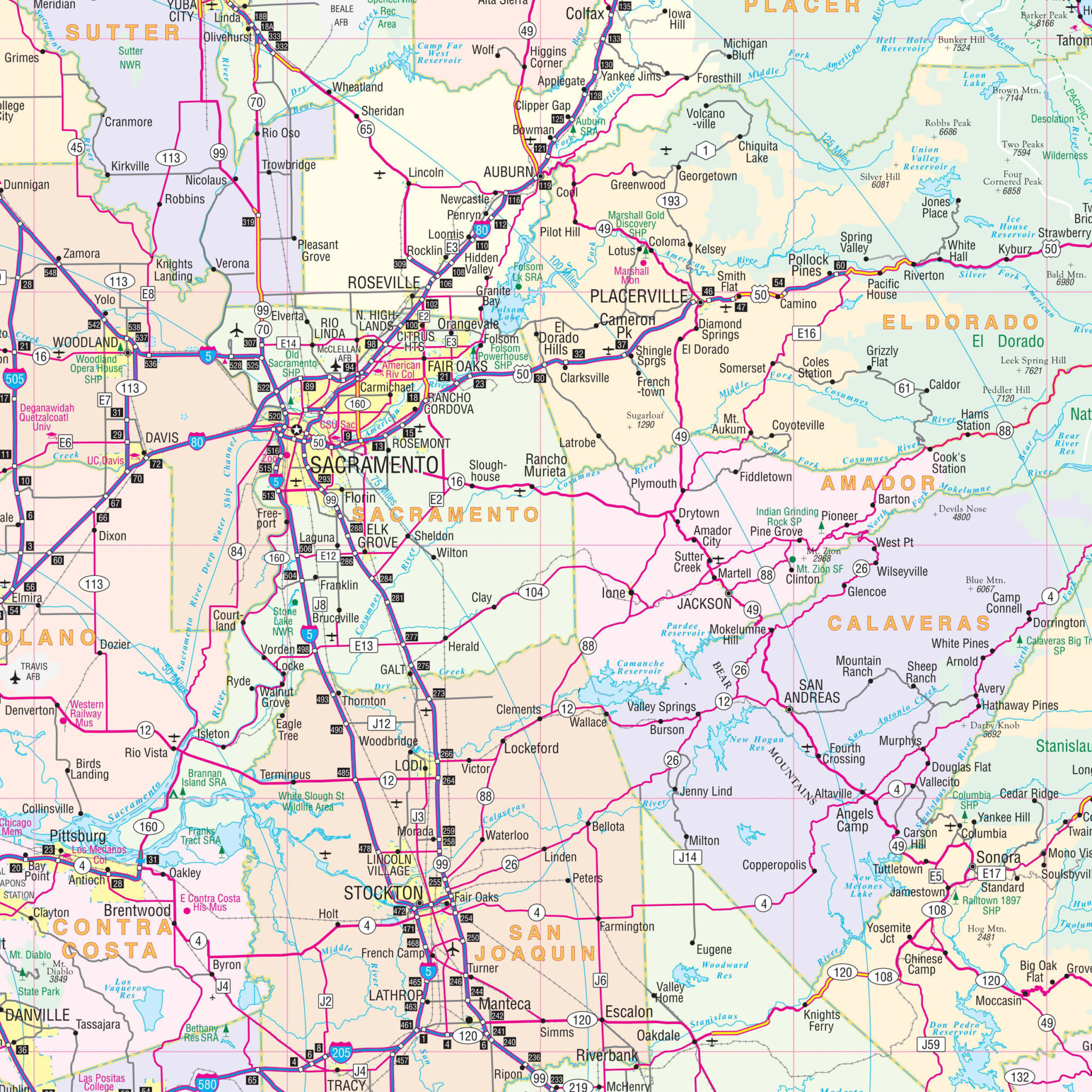 North Central California Regional Wall Map by Kappa - The Map Shop