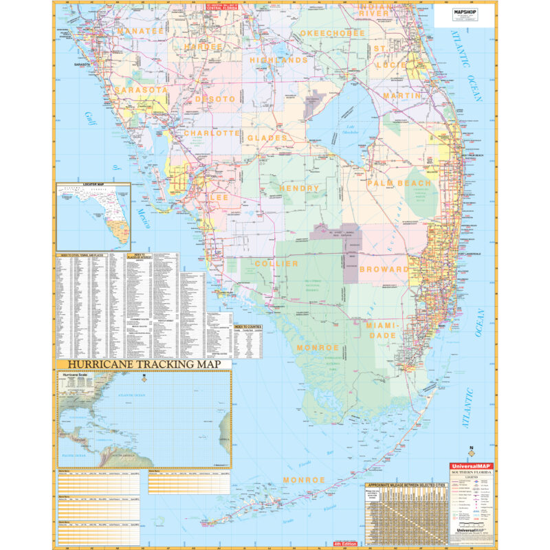 Southern Florida Regional Wall Map by Kappa - The Map Shop