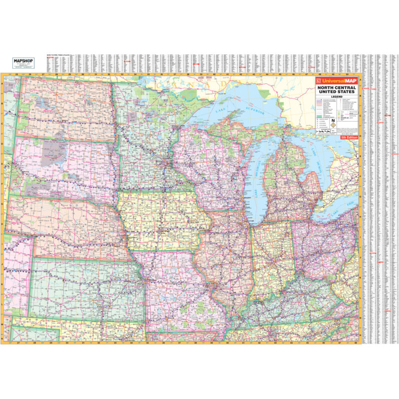 North Central United States Regional Wall Map by Kappa - The Map Shop