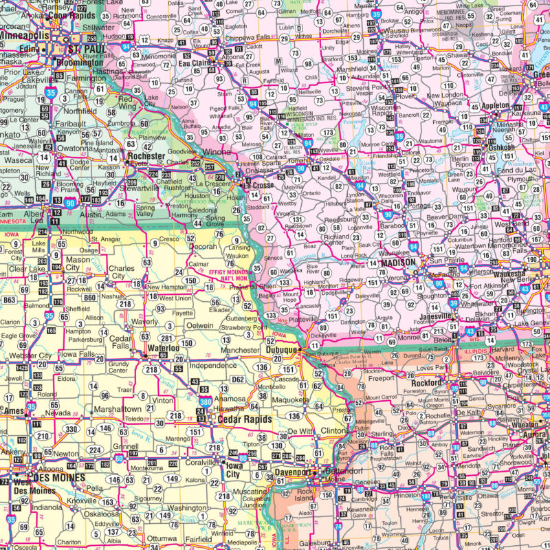 North Central United States Regional Wall Map by Kappa - The Map Shop