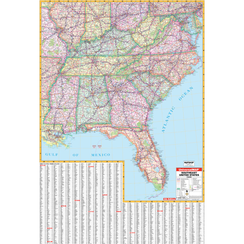 Southeast & Virginia United States Regional Wall Map by Kappa - The Map ...