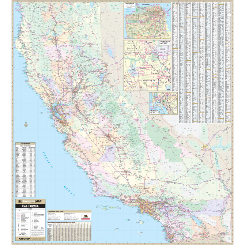 California State Wall Map by Kappa - The Map Shop