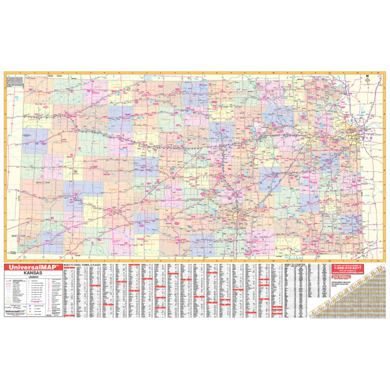 Kansas State Wall Map by Kappa - The Map Shop