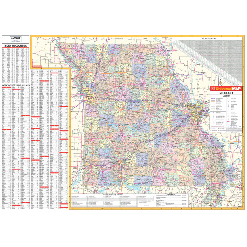 Missouri State Wall Map by Kappa - The Map Shop