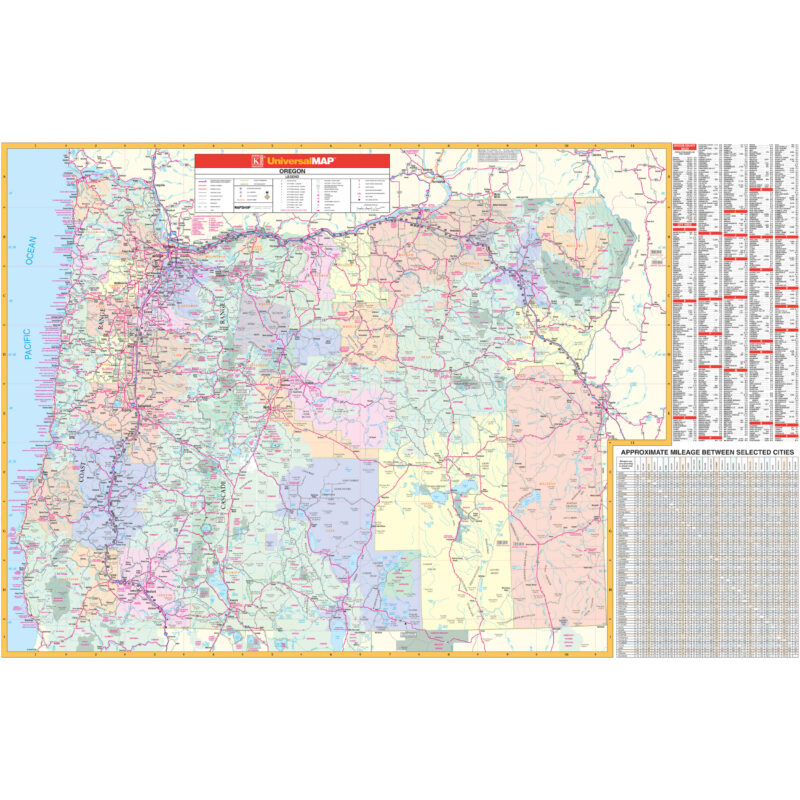 Oregon State Wall Map by Kappa - The Map Shop