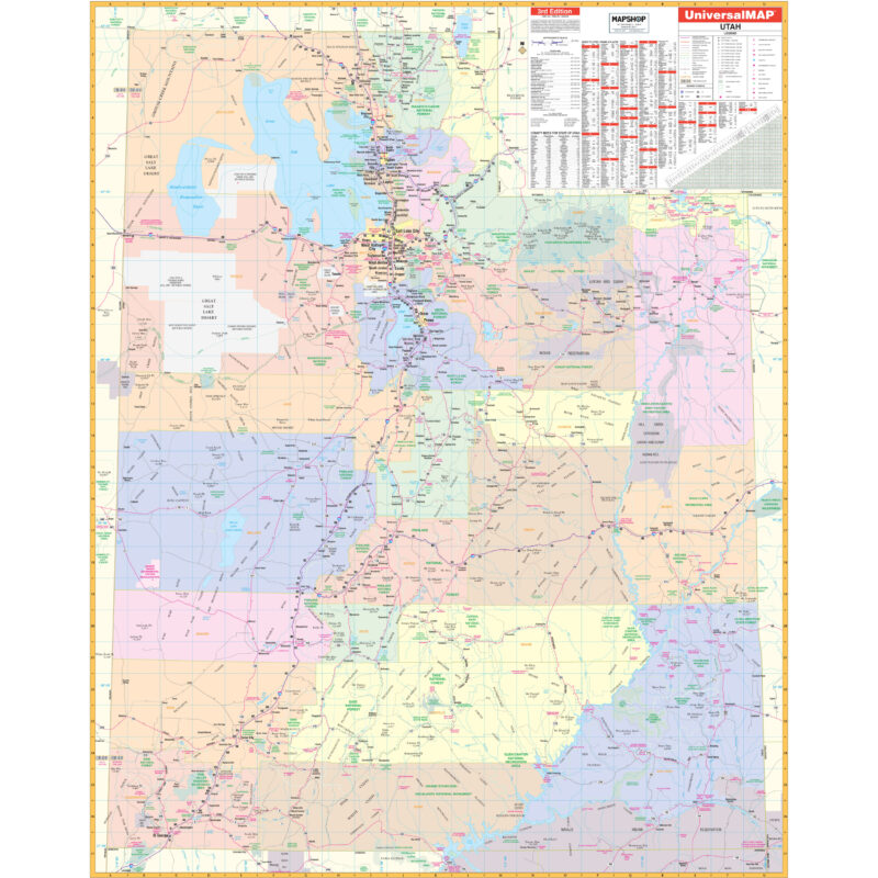 Utah State Wall Map by Kappa - The Map Shop