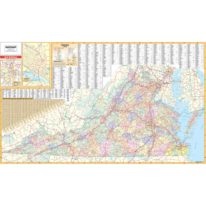 Virginia State Wall Map by Kappa - The Map Shop