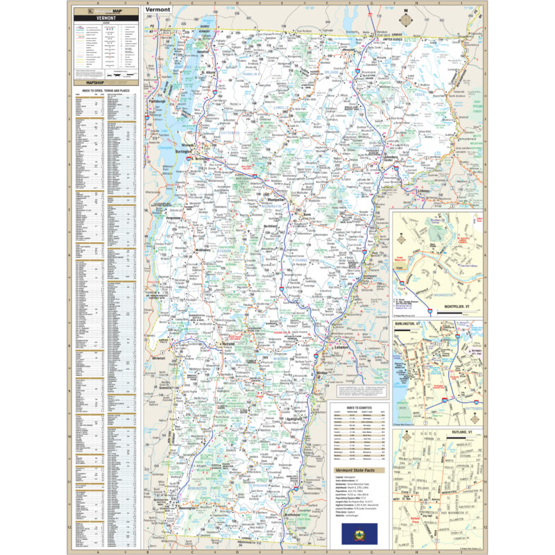 Vermont State Wall Map by Kappa - The Map Shop