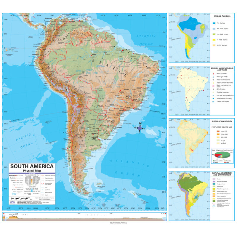 South America Advanced Physical Wall Map by Kappa - The Map Shop