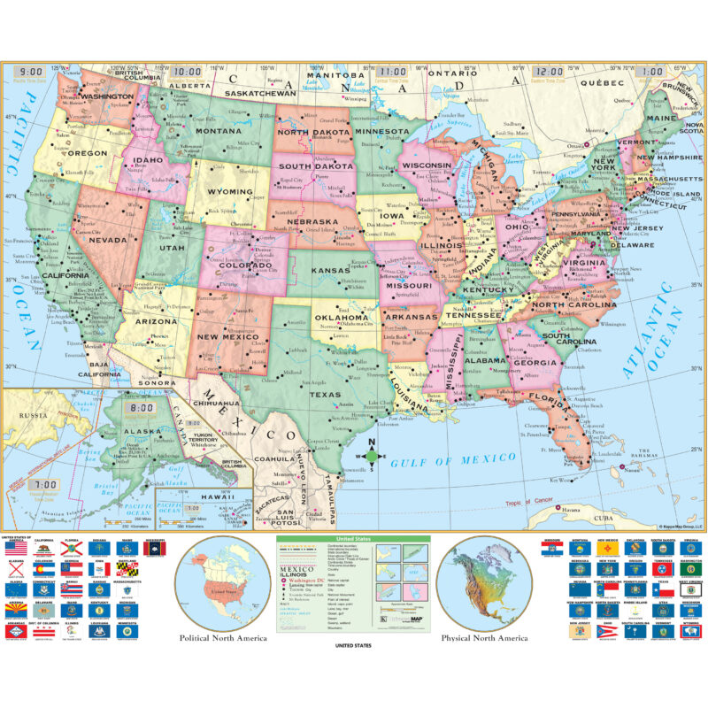 United States Essential Wall Map by Kappa - The Map Shop