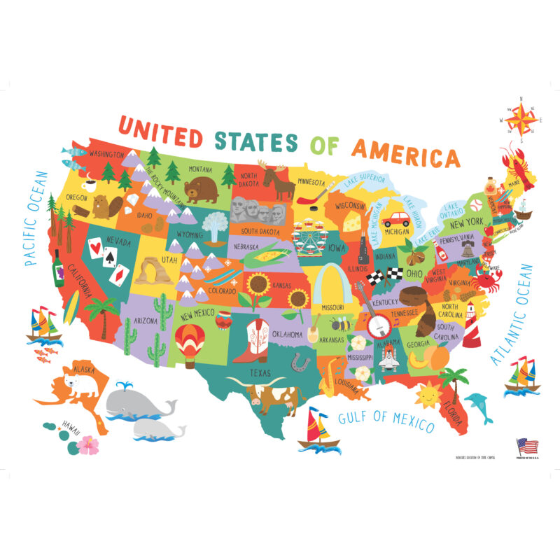 United States Illustrated Wall Map by Kappa - The Map Shop