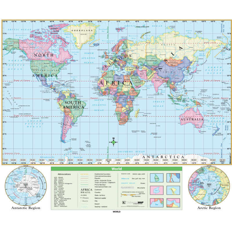 World Essential Wall Map by Kappa - The Map Shop