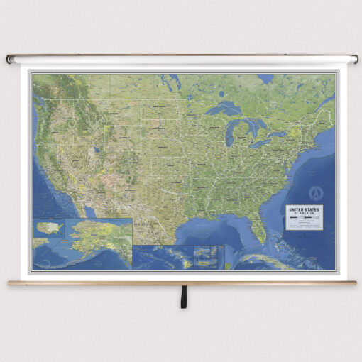 United States Ranger Classroom Pull Down Map w/ Backboard by South of Kings