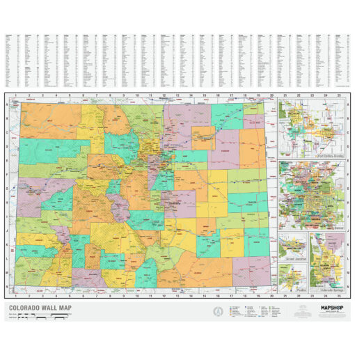 Colorado Wall Map w/Multi-Color Counties by MapShop