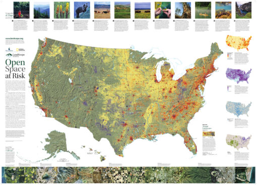 Landscope America: Open Space at Risk Wall Map by National Geographic