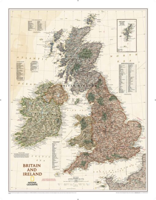 Britain and Ireland Executive Wall Map by National Geographic