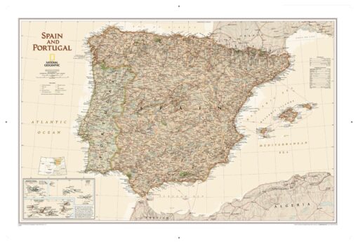 Spain and Portugal Executive Wall Map by National Geographic