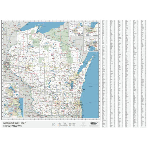 Wisconsin State Wall Map by MapShop