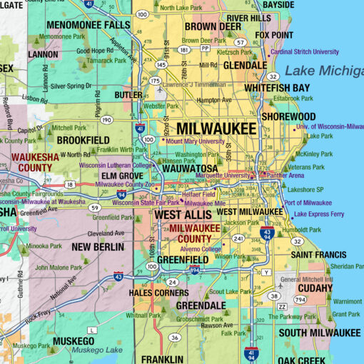 Wisconsin Wall Map w/Multi-Color Counties by MapShop - Image 3