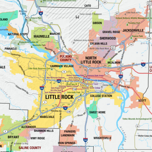 Arkansas Wall Map w/Multi-Color Counties by MapShop - Image 3