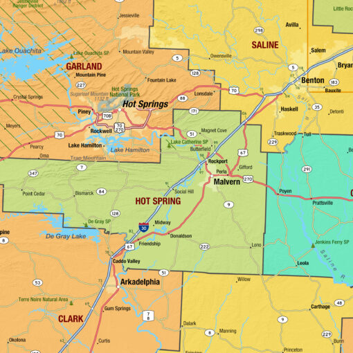 Arkansas Wall Map w/Multi-Color Counties by MapShop - Image 2